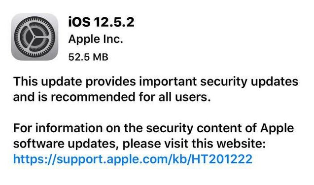 定结苹果手机维修分享iOS12.5.2发布，建议所有老苹果用户安装 